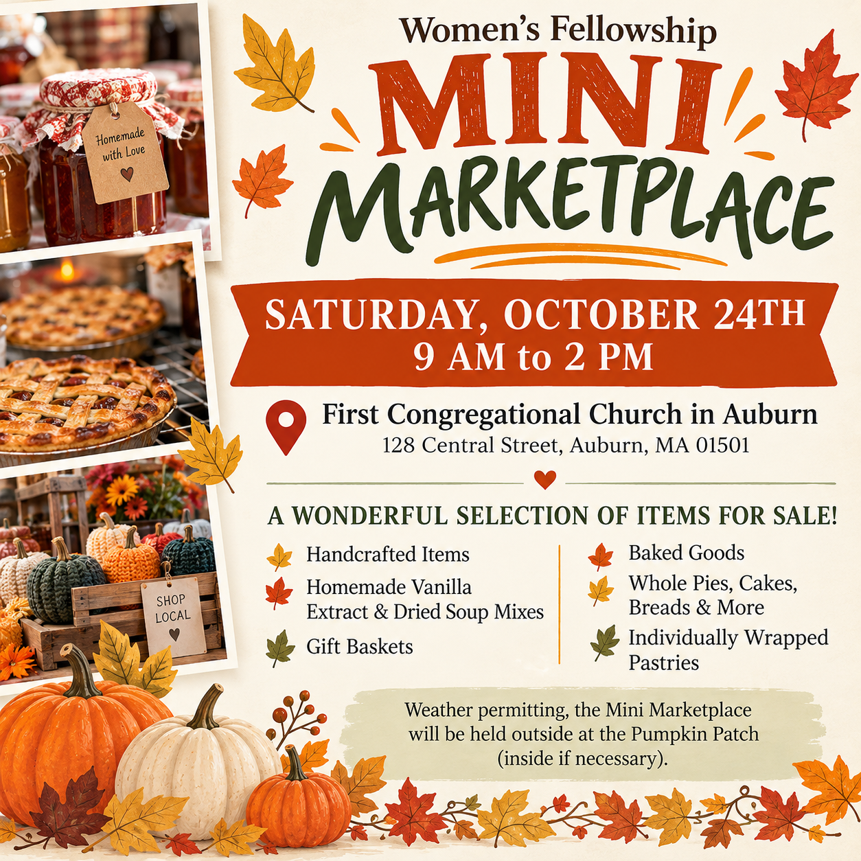 Women’s Fellowship Mini Marketplace - Saturday, October 24 9am - 2pm